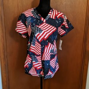 Dreamrest Brand American flag scrub top